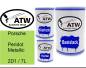 Preview: Porsche, Peridot Metallic, 2D1 / 7L: 500ml Lackdose + 500ml Klarlack + 250ml Härter - Set, von ATW Autoteile West.